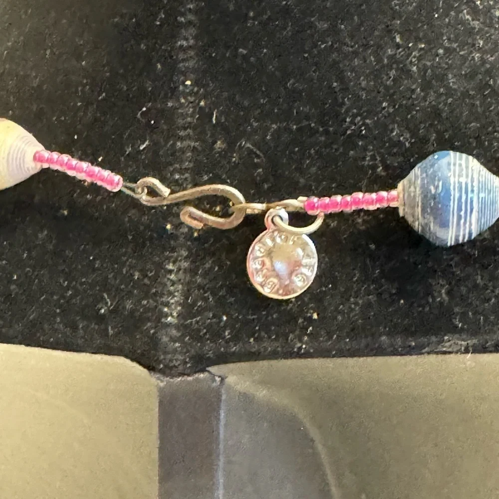 Bead for Life Recycled Paper Beaded Necklace Pastel Tones Made in Uganda Artisan